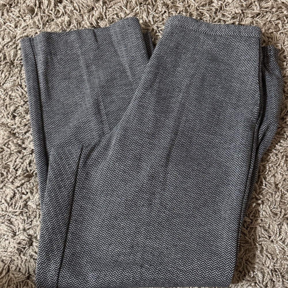 Alfred Dunner Women's Gray Herringbone Wide Leg Pants